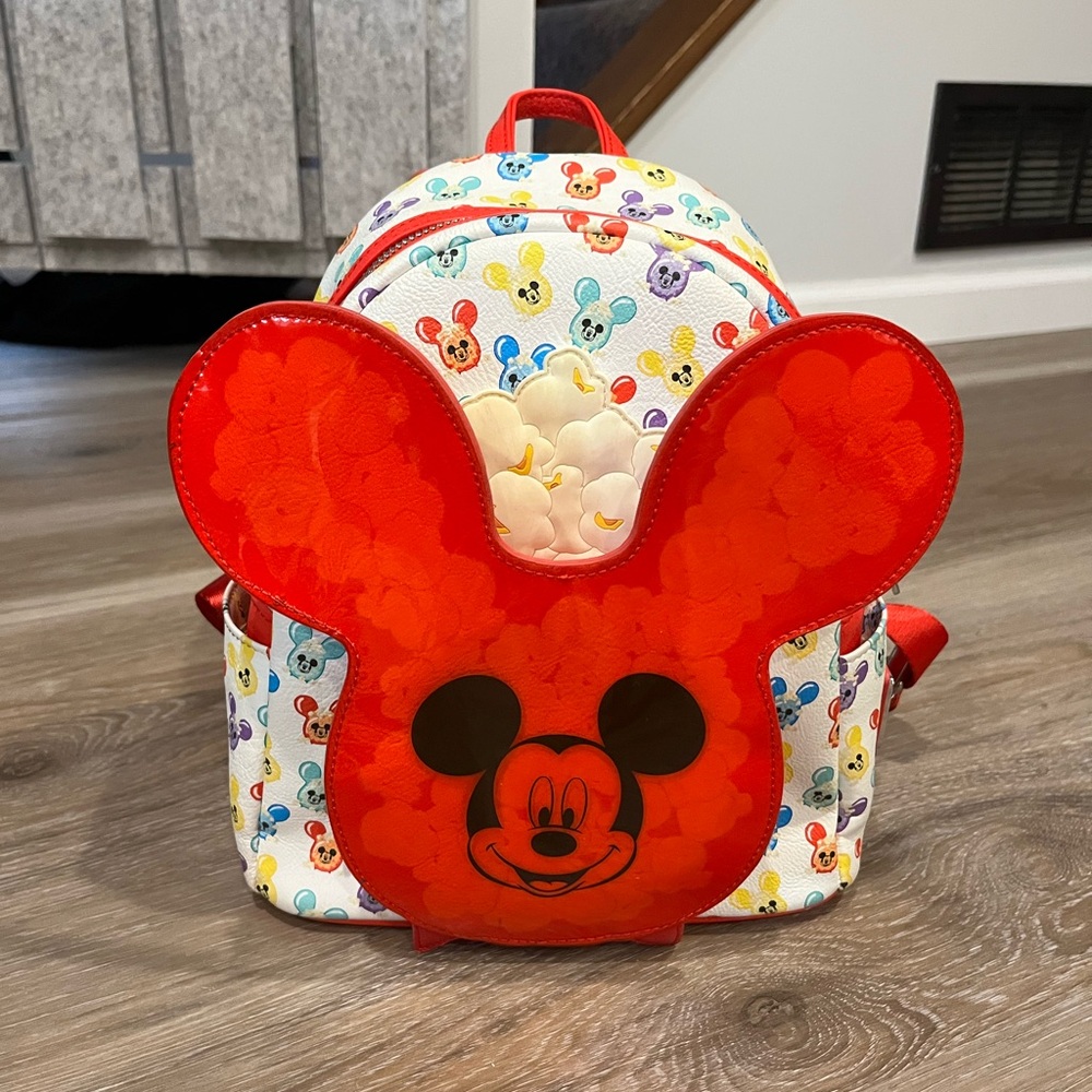 Loungefly Disney Parks Mickey Mouse Balloon Popcorn Bucket Mini Backpack